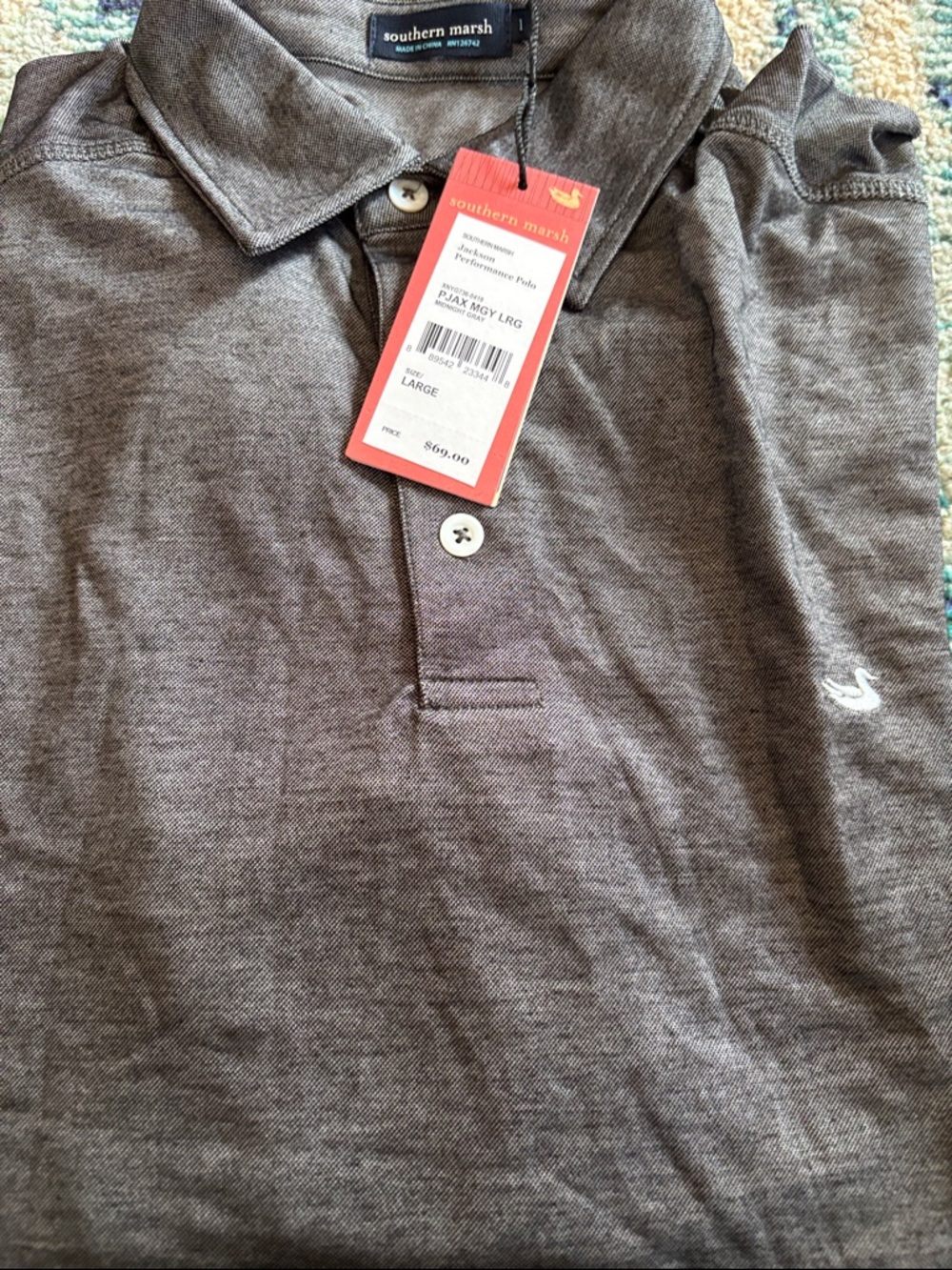 Southern Marsh Men's Black Polo with Subtle Logo NWT